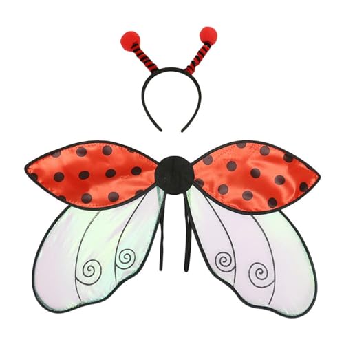 Niceyoeuk Halloween-Kostüme für Damen und Mädchen, niedliche Bienen-/Marienkäferflügel mit Stirnband, Partyzubehör, Rot, 60 cm Niceyoeuk Halloween-Kostüme für Damen und Mädchen, niedliche Bienen-/Marienkäferflügel mit Stirnband, Partyzubehör, Rot, 60 cm von Niceyoeuk