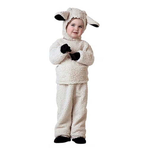 Niceyoeuk Kinder, jungen, mädchen und schafe tragen struppige shirt mit Langen ärmel + hut, handschuhe und hosen * kostüm bei halloween (Apricot Sheep, 11-14 Years) von Niceyoeuk