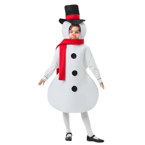 Niceyoeuk Schneemann-Kostüm für Kinder, ärmellos, Overall mit falscher Nase und Schal, 3-teilig, Weihnachts-/Halloween-Outfits (Weiß, 2–3T) von Niceyoeuk