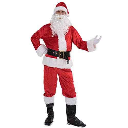 Niceyoeuk Weihnachtsmann-Kostüm, Outfits, Anzug für Erwachsene, Cosplay, Weihnachten, Party, Neuheit, Oberteile, Hose, Deluxe, ausgefallenes Kleidungsset für Männer und Frauen (weiß, XXXL) von Niceyoeuk