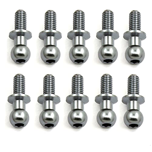 Nicfaky Sechskant-Kugelkopfschrauben aus Metall für TT01 TT02 Sakura D5 1/10 RC Drift Auto-Ersatzteile, universell, Silber, 10 Stück von Nicfaky
