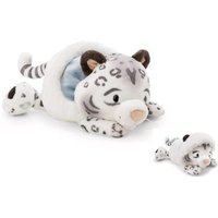 NICI 62485 - Wild Winter, Schneeleopard Eleni Snowbell, mit Kapuze, liegend, Plüsch, 20cm, GREEN von Nici GmbH