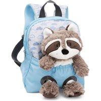 NICI 49844 Rucksack mit Plüschtier 21 x 26 cm Waschbär 25cm hellblau von Nici