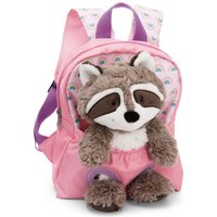 NICI 49845 Rucksack mit Plüschtier 21 x 26 cm Waschbär 25 cm rosa von Nici
