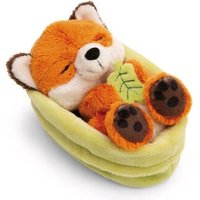 NICI 61581 Kuscheltier Fuchs mit Blatt 12 cm schlafend im Körbchen NICI GREEN von Nici