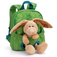 NICI 61743 Rucksack mit Plüschtier 21x26 cm Hase 25 cm grün von Nici