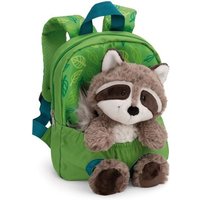 NICI 61745 - Grüner Rucksack mit Plüschtier Waschbär, 2-teilig, Waschbär:25cm von Nici