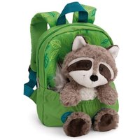 NICI 61745 Rucksack mit Plüschtier 21 x 26 cm Waschbär 25 cm grün von Nici