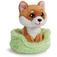 NICI GREEN Kuscheltier little Paws Hund Shiba Inu braun 12cm im grünen Körbchen von Nici
