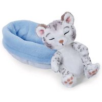 NICI - Kuscheltier Schneeleopard 12cm schlafend im Körbchen hellblau von Nici