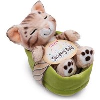 Kuscheltier Sleeping Pets Bengal Katze 12cm im hellgrünen Körbchen NICI GREEN von Nici