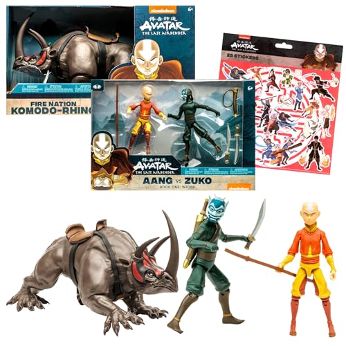 Nickelodeon Avatar Actionfiguren-Set - Bundle mit 3 Figuren: Aang, Zuko und Nashorn Plus Aufkleber | The Last Airbender Minifiguren Nickelodeon Avatar Actionfiguren-Set - Bundle mit 3 Figuren: Aang, Zuko und Nashorn Plus Aufkleber | The Last Airbender Minifiguren von Nickelodeon