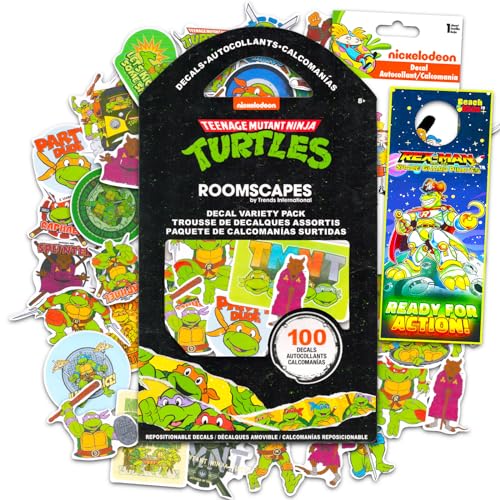 Nickelodeon TMNT-Aufkleber mit Teenage Mutant Ninja Turtles, Set mit 100 verschiedenen TMNT-Aufklebern für Laptops, Handys, Wasserflaschen und mehr plus Türhänger von Nickelodeon