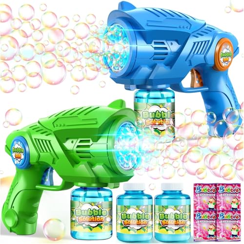 Seifenblasenpistole Seifenblasenmaschine Seifenblasen Pistole für Kinder： 2-Pack Bubble Gun Elektrisch Bubbles Machine - LED Automatisch Bubbles Maschine für Kids Ab 4-12 Outdoor/Party Spielzeug von Nicmore