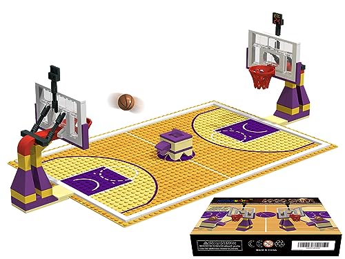 Building Block Bildung Spielzeug für Basketball Court Baseplates 5" X 10" (3-Pack) und Sets von 2 Basketball Ständer Bausteine für Basketball Spiel kompatibel mit Major Marken (Basketball Playset) von Nicolababe