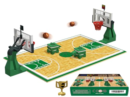 Nicolababe Bausteine Spielzeug - Basketballfeld Classic Bauplatte Basketballplatz Grundplatten und Sets von 2 Basketballkorb, Baustein für Basketballspiel - kompatibel mit großen Marken (Grün) von Nicolababe