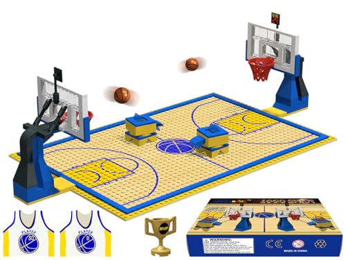 Nicolababe Kreative Bausteine Spielzeug - Basketballfeld Bauplatte Basketballplatz Grundplatten, Sets von 2 Basketballkorb, Classic Baustein für Basketballspiel - kompatibel mit großen Marken (Blau) von Nicolababe