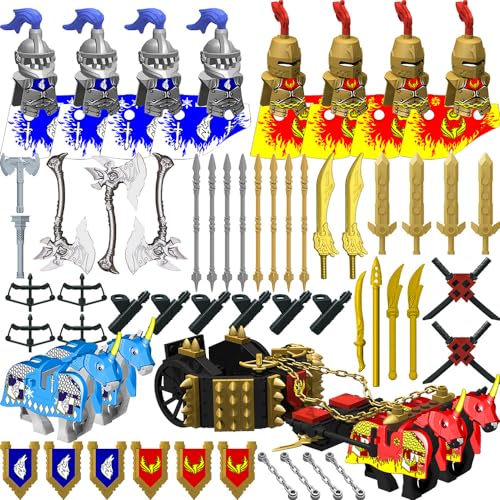 Nicolababe Waffenpaket für Minifiguren Zubehör Kit Ritter Waffen Set Enthält Pferdewagen Barding Rüstung Helm Schild für Alter 5+ Kompatibel mit Allen großen Marken (Mittelalterliche Pferdekutsche) Nicolababe Waffenpaket für Minifiguren Zubehör Kit Ritter Waffen Set Enthält Pferdewagen Barding Rüstung Helm Schild für Alter 5+ Kompatibel mit Allen großen Marken (Mittelalterliche Pferdekutsche) von Nicolababe