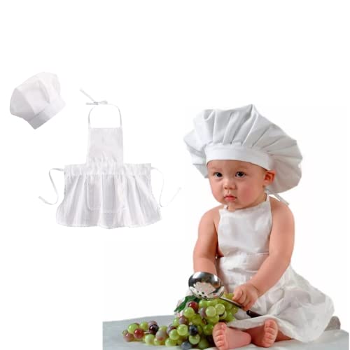 Baby Koch Kostüm Set,Neugeborene Baby Koch Kostüm Fotografie Fotos Requisiten Outfits Hut + Schürze,Baby Geburtstag Fotografie Prop von Nicoone