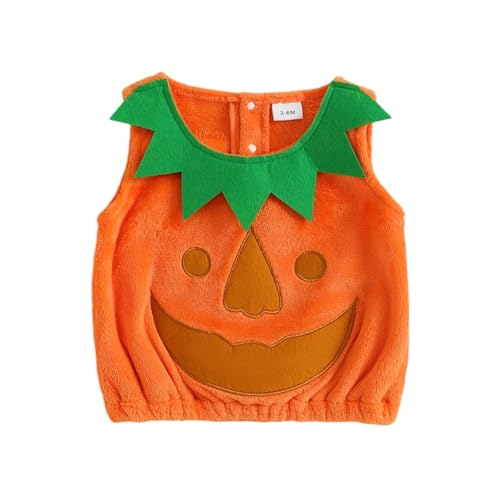 Nicoxijia Baby-Kürbis-Halloween-Kostüm, Body-Strampler mit Hut, lustiger Overall, Halloween, Cosplay, Kleidung (Orange ohne Hut, 6–12 Monate) von Nicoxijia