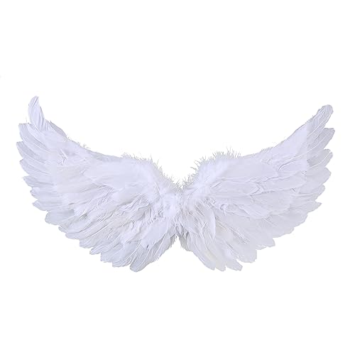 Nicoxijia Engelskostüm, Flügel, Kinder, Engelsflügel, Kostüm für Kinder, Erwachsene, Halloween, einzigartige Weihnachten, Cosplay, Flügel (Weiß, 65 x 35 cm) von Nicoxijia