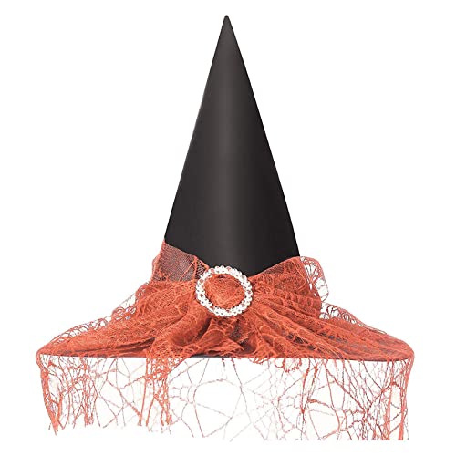 Nicoxijia Halloween Deluxe Hexenhut für Damen, Spinnen, Federn, Zauberermütze, Neuheit, Cosplay, Hüte für Halloween, Kostümparty (C-Orange, 39 x 35 cm) von Nicoxijia