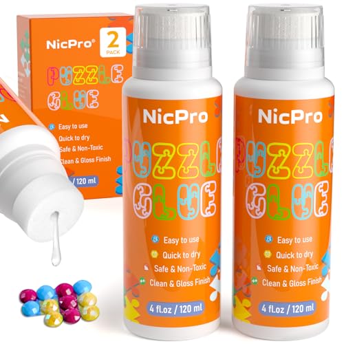 Nicpro Puzzlekleber 120 ml × 2, Puzzle Kleber Transparent mit Schwammkopf, konserviert fertige Puzzles, schnelltrocknend, ungiftig und wasserlöslich, Puzzle Glue für 1000/3000/5000 Teile Nicpro Puzzlekleber 120 ml × 2, Puzzle Kleber Transparent mit Schwammkopf, konserviert fertige Puzzles, schnelltrocknend, ungiftig und wasserlöslich, Puzzle Glue für 1000/3000/5000 Teile von Nicpro