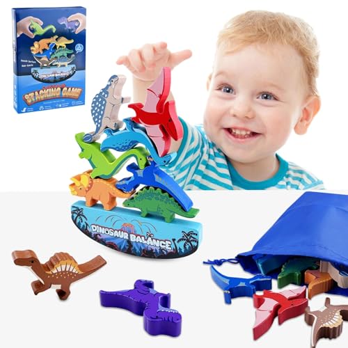 Nicrulp Holzspielzeug Stapel, Stapelspiel Holz, Montessori Stapelspiele, Dinosaurier Stapelspielzeug für Kleinkinder, Dinosaurier Motorik Spielzeug, Animal Balance Game, für Kinder Ab 3 Jahre Nicrulp Holzspielzeug Stapel, Stapelspiel Holz, Montessori Stapelspiele, Dinosaurier Stapelspielzeug für Kleinkinder, Dinosaurier Motorik Spielzeug, Animal Balance Game, für Kinder Ab 3 Jahre von Nicrulp
