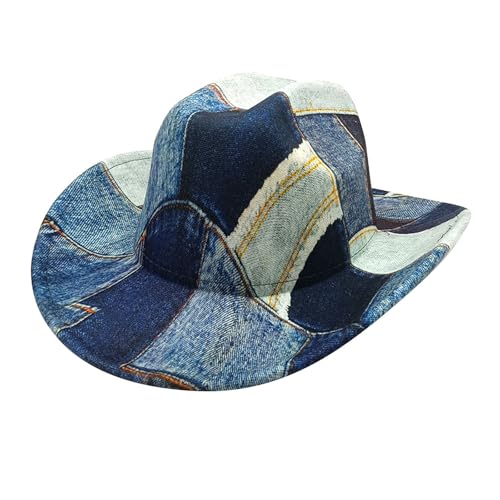 Nidddiv Cowboy Manga Western-Cowboyhut für Damen und Herren, breite Krempe, Cowboyhut für Kostüm, Verkleidung, Cosplay Cowboy Revolver Mit Holster Erwachsene (Light Blue, M) von Nidddiv