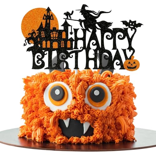 Kuchen Deko Halloween, Hexen Deko für Kuchen, Fledermaus Deko, Halloweens Happy Birthday Tortendeko, Halloween Kuchen Deko mit Hexenmotiv, Kuchendeko Halloweens für Partys und Feiern von NieYat