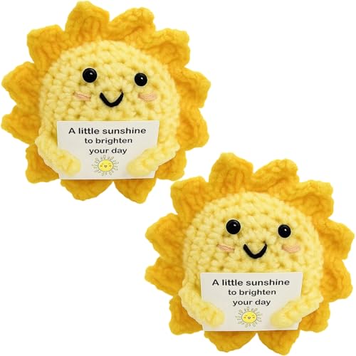 NieYat 2 Stück Positive Geschenke, Handgemachte Strickpuppen Für Freundin, Abschiedsgeschenk Freundin, Motivationsgeschenk Für Freunde Und Familie (8x8 cm) von NieYat