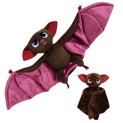 NieYat Fledermaus Kuscheltier, Biegbarer Flügel Plüschtier, Tiefbraunes Fledermaus Stofftier, 42 cm Weiches Kuscheltier für Kinder und Erwachsene, Halloween, Geburtstagsdekoration von NieYat
