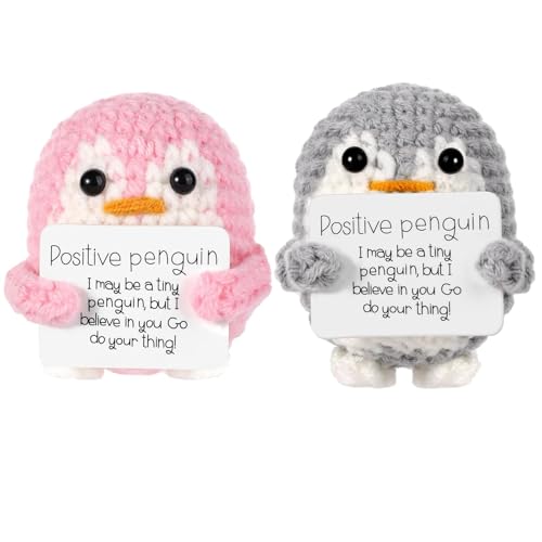 NieYat Pocket Hug, 2 Positive Pinguine mit Karten, Mini Stressabbau Spielzeug, 6.5x5 cm, Geschenk für Freunde, Pocket Hug Deutsch, Positive Penguin von NieYat