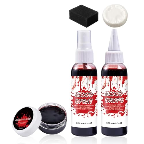 Niesel Halloween Blut Make Up - Gruseliges Vampir Zombie Kunstblut Set mit Reinigungsseife,Kostümzubehör Für Fotos Rollenspiel Bühne von Niesel