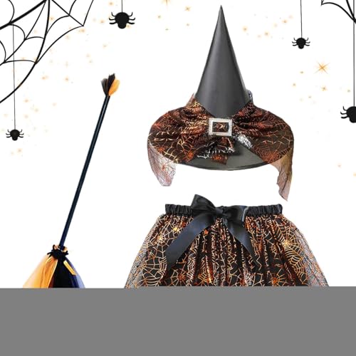 Niesel Hexenkostüm-Set | Hexenkostüm-Set mit Besen und Rock für Kinder, Halloween-Cosplay-Outfit-Set, elastisch für Kleid, Party, Themenfotos, Maskerade, Bühnenauftritt Niesel Hexenkostüm-Set | Hexenkostüm-Set mit Besen und Rock für Kinder, Halloween-Cosplay-Outfit-Set, elastisch für Kleid, Party, Themenfotos, Maskerade, Bühnenauftritt von Niesel