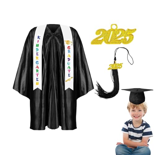 Niesel Kappe und Kleid für den Kindergarten, 2025, mit Quaste, Schal für Zeremonie, mehrfarbig, für Rollenspiele, Schwarz , 21 yards Niesel Kappe und Kleid für den Kindergarten, 2025, mit Quaste, Schal für Zeremonie, mehrfarbig, für Rollenspiele, Schwarz , 21 yards von Niesel