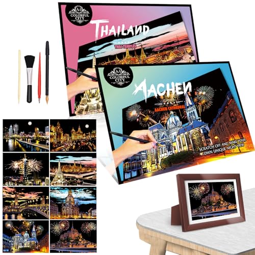 Niewalda Scratch Painting & Scratch Art für Erwachsene, 8PC Kratzmalerei Scratchboard für Kinder & Erwachsene, Geschenke & Kunsthandwerk Kits mit 4 Werkzeugen Niewalda Scratch Painting & Scratch Art für Erwachsene, 8PC Kratzmalerei Scratchboard für Kinder & Erwachsene, Geschenke & Kunsthandwerk Kits mit 4 Werkzeugen von Niewalda