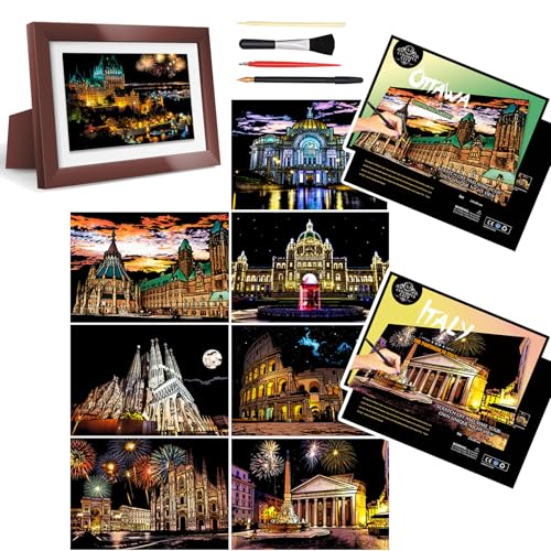 Scratch Rainbow Art Paper, Scratch & Sketch Art für Kinder und Erwachsene, Scratch Painting Creative Set mit Gravur Kunst & Bastelzubehör, Scratch Board mit 4 Werkzeugen von Niewalda