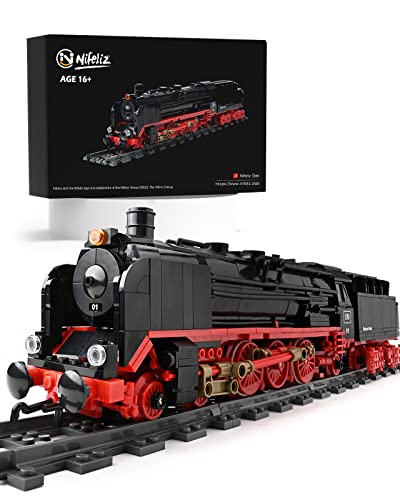 Nifeliz Zug BR01 Retro Dampflok Express Zug Modell Bausteine mit Schienen, Lokomotive Set Eisenbahn Bauspielzeug, Geschenk für Erwachsene und Jungen (1173 Teile) von Nifeliz
