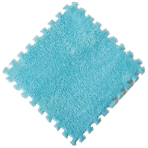 Puzzle Shaggy Teppich 10/20 Stück weiche Plüsch-Kindermatte, Spielmatte, Eva-Schaum, Puzzle-Teppich im Kinderzimmer, warm halten, Spielmatte, 30 x 30 x 1 cm Für Wohnzimmer/Schlafzimmer(Blue,10Pcs) von NihaoWXM