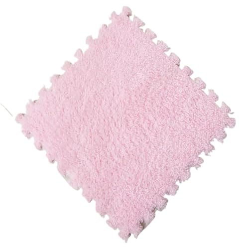 Puzzle Shaggy Teppich 10/20 Stück weiche Plüsch-Kindermatte, Spielmatte, Eva-Schaum, Puzzle-Teppich im Kinderzimmer, warm halten, Spielmatte, 30 x 30 x 1 cm Für Wohnzimmer/Schlafzimmer(Pink,10Pcs) von NihaoWXM