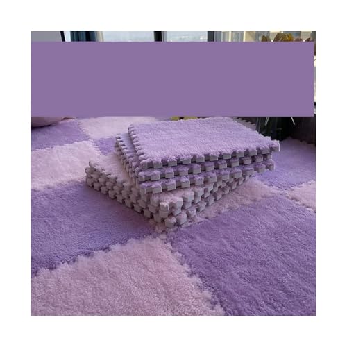Puzzle Shaggy Teppich 30 * 30 * 1CM Spielen Matte Spielzeug Eva Schaum Puzzle Teppich Im Kinderzimmer Warm Halten Playmat weiche Plüsch Kinder Matte Für Wohnzimmer/Schlafzimmer(Pink-Purple) von NihaoWXM