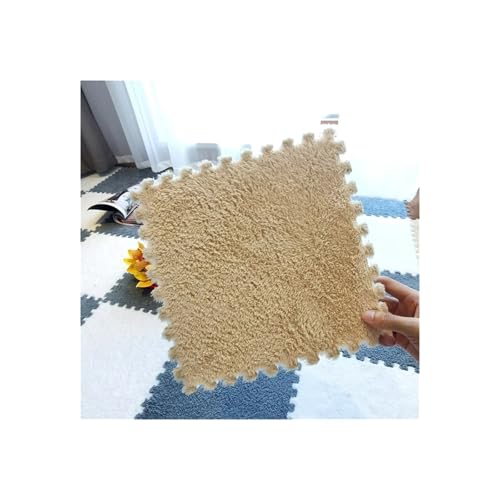 Puzzle Shaggy Teppich 30x30 cm Spielmatte Übung Kinder Teppich Bebe Matratze Schaum Puzzle Boden Plüsch Schaum Bodenmatte Spielmatte Weiche Fußmatten Für Wohnzimmer/Schlafzimmer(Khaki,5PCS) von NihaoWXM