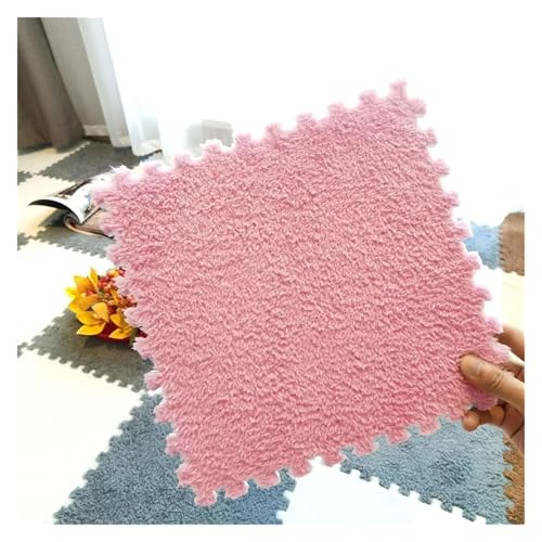Puzzle Shaggy Teppich 30x30 cm Spielmatte Übung Kinder Teppich Bebe Matratze Schaum Puzzle Boden Plüsch Schaum Bodenmatte Spielmatte Weiche Fußmatten Für Wohnzimmer/Schlafzimmer(Pink,5PCS) von NihaoWXM