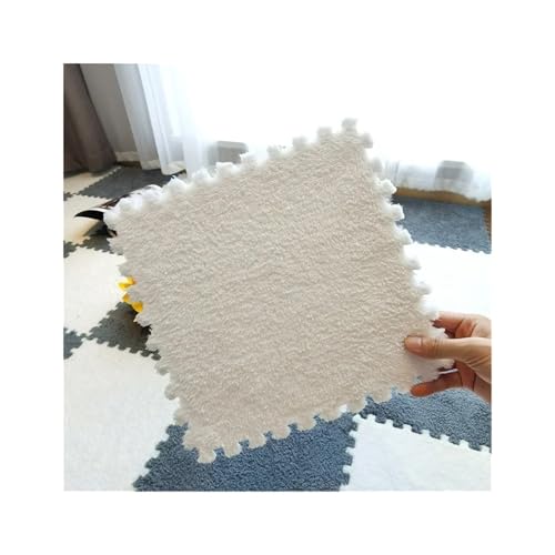 Puzzle Shaggy Teppich 30x30 cm Spielmatte Übung Kinder Teppich Bebe Matratze Schaum Puzzle Boden Plüsch Schaum Bodenmatte Spielmatte Weiche Fußmatten Für Wohnzimmer/Schlafzimmer(White,5PCS) von NihaoWXM