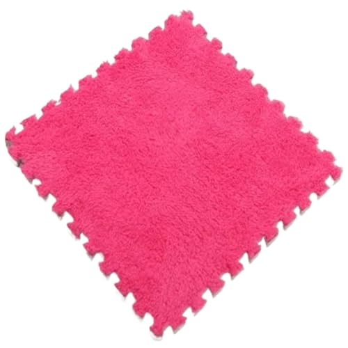 Puzzle Shaggy Teppich 4–20 Stück 30 x 30 x 1 cm Spielaktivitätsmatte, Plüschschaum-Nähmatte, waschbar, Lernmatte for Kinder, Möbeldekoration Für Wohnzimmer/Schlafzimmer(Red,12pcs) von NihaoWXM