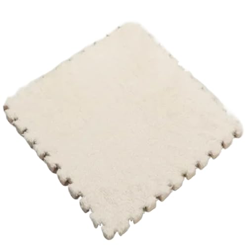 Puzzle Shaggy Teppich 4–20 Stück 30 x 30 x 1 cm Spielaktivitätsmatte, Plüschschaum-Nähmatte, waschbar, Lernmatte for Kinder, Möbeldekoration Für Wohnzimmer/Schlafzimmer(White,12pcs) von NihaoWXM