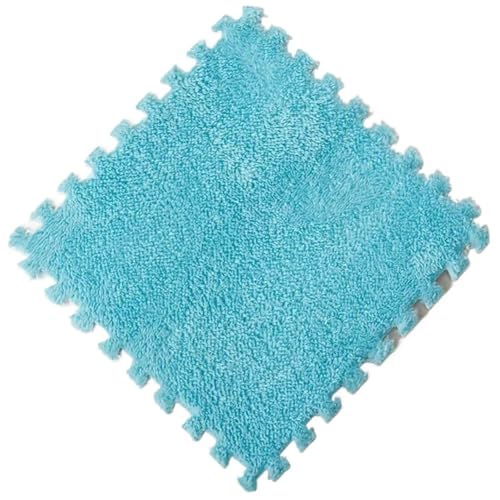 Puzzle Shaggy Teppich 6 Stück Puzzlematte, Plüsch, Dicker Teppich, warme Spielmatte, Plüschschaum-Bodenmatte, Spielmatte, weiche Fußmatten, 30 x 30 x 1 cm Für Wohnzimmer/Schlafzimmer(Blue) von NihaoWXM