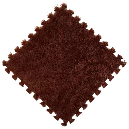 Puzzle Shaggy Teppich 6 Stück Puzzlematte, Plüsch, Dicker Teppich, warme Spielmatte, Plüschschaum-Bodenmatte, Spielmatte, weiche Fußmatten, 30 x 30 x 1 cm Für Wohnzimmer/Schlafzimmer(Brown) von NihaoWXM