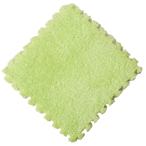 Puzzle Shaggy Teppich 6 Stück Puzzlematte, Plüsch, Dicker Teppich, warme Spielmatte, Plüschschaum-Bodenmatte, Spielmatte, weiche Fußmatten, 30 x 30 x 1 cm Für Wohnzimmer/Schlafzimmer(Green) von NihaoWXM